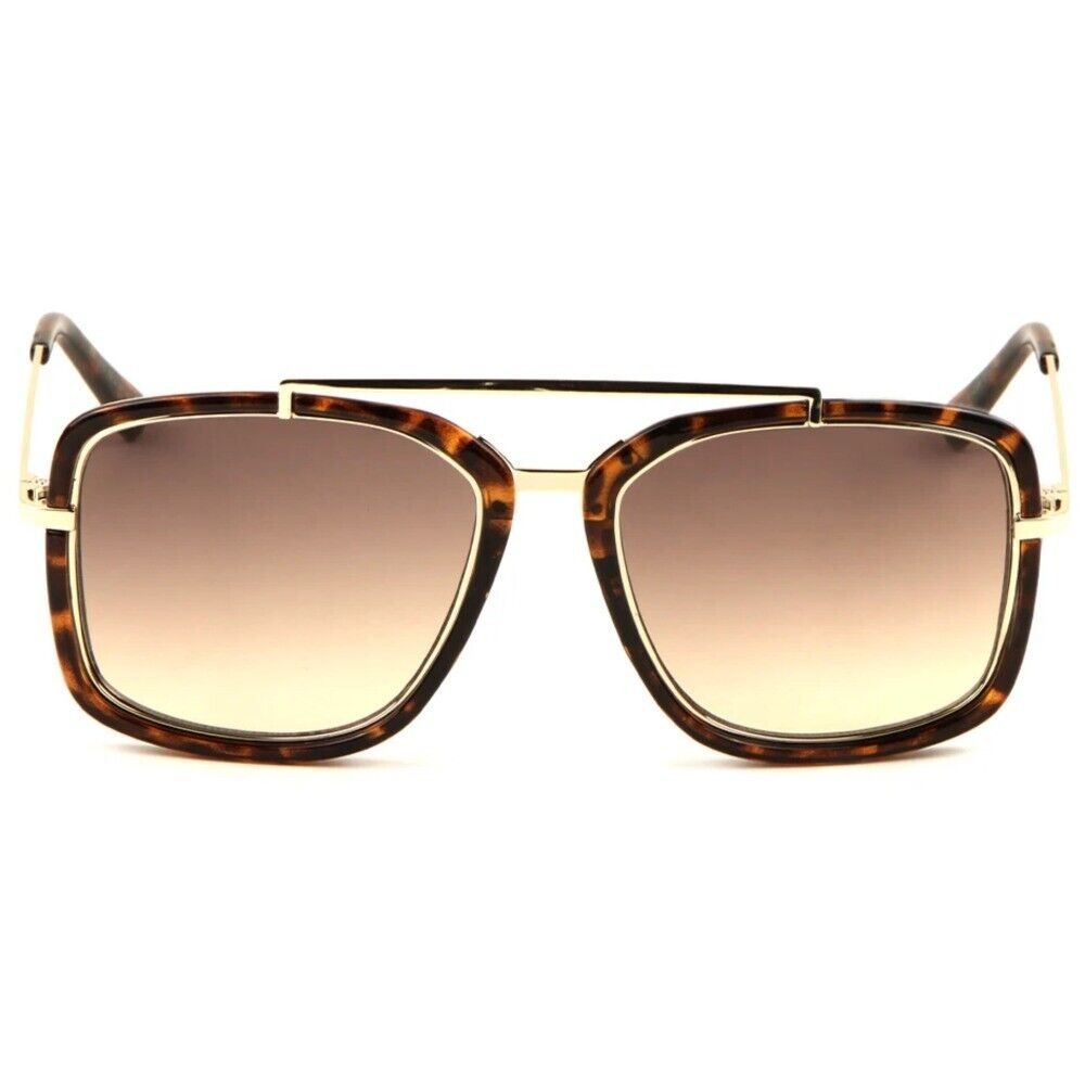 Square Men Sunglasses Designer Retro Metal Driving Shades Hip Hop Brown Lens New